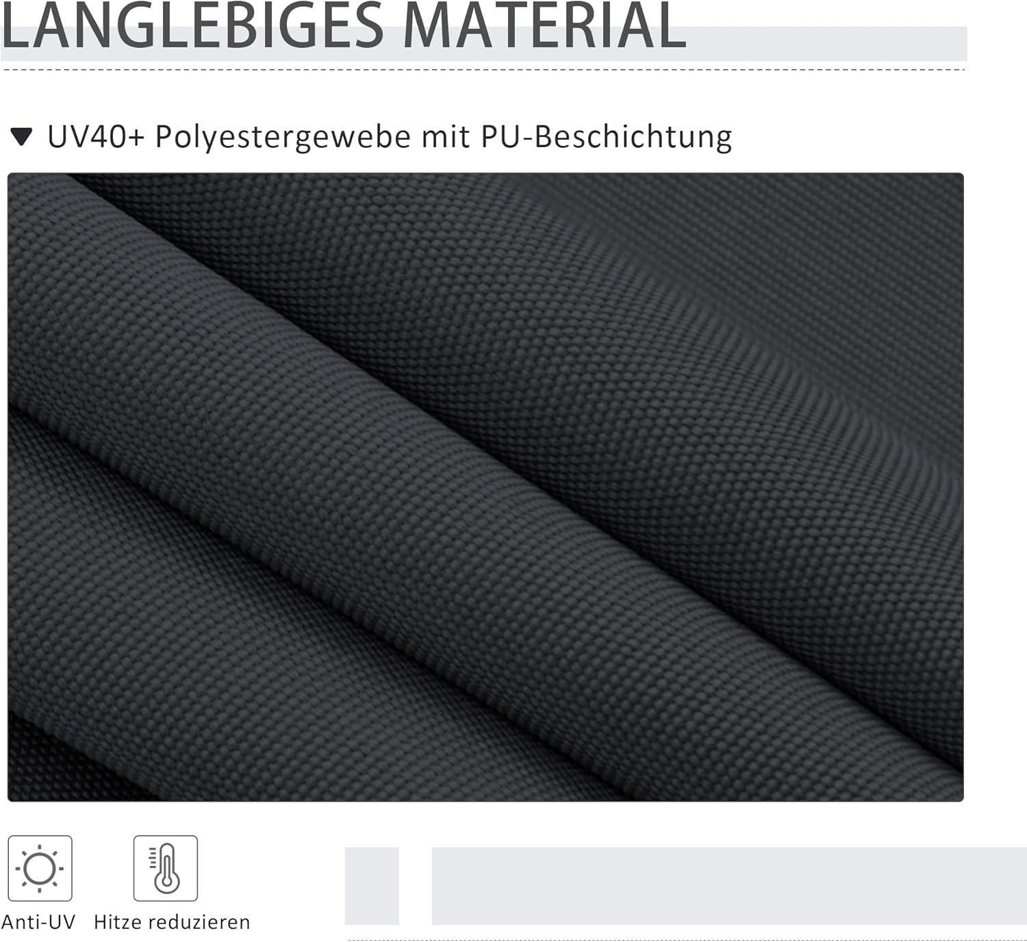 Outsunny Senkrechtmarkise,Vertikalmarkise mit Handkurbel, Wasserfest Sichtschutz, Einziehbares Sonnenschutz UV-beständig, Verstellbare Seitenmarkise, 200 x 215-305 cm für Balkon, Terrasse, Grau — Ansicht 5