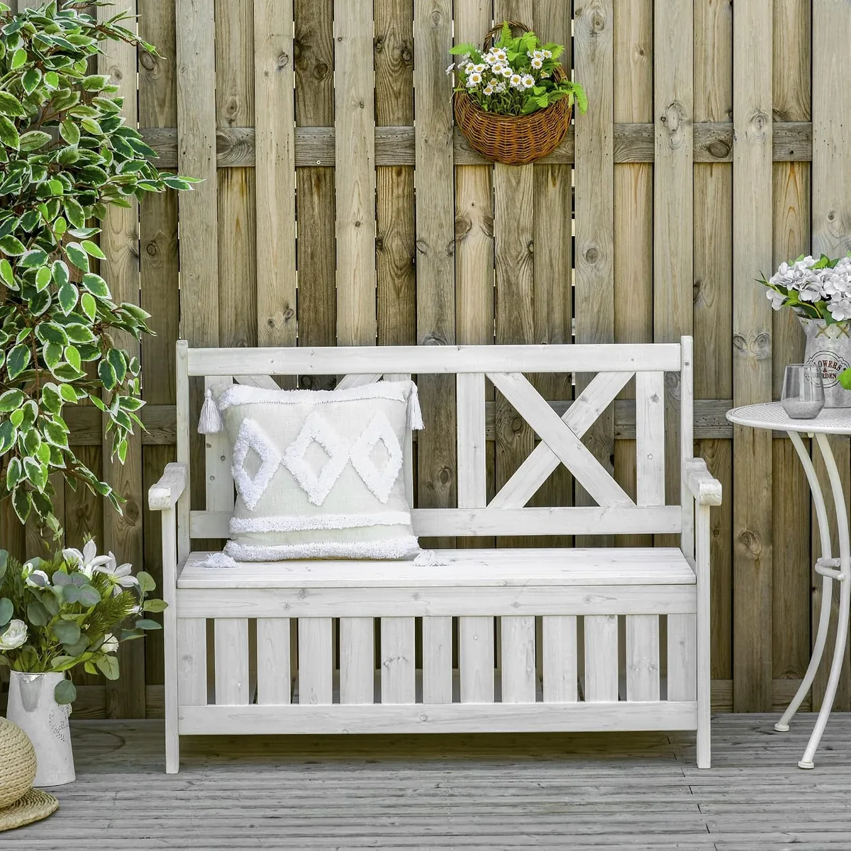 Sitzbank mit Stauraum 2-Sitzer Gartentruhe Truhenbank… — Ansicht 2