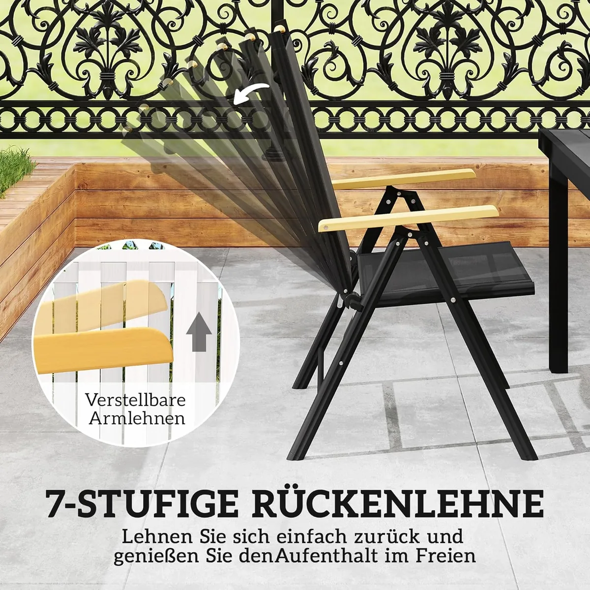 Sitzgruppe klappbar 7tlg. Balkonset Balkonmöbel 1 Tisch+6… — Ansicht 3