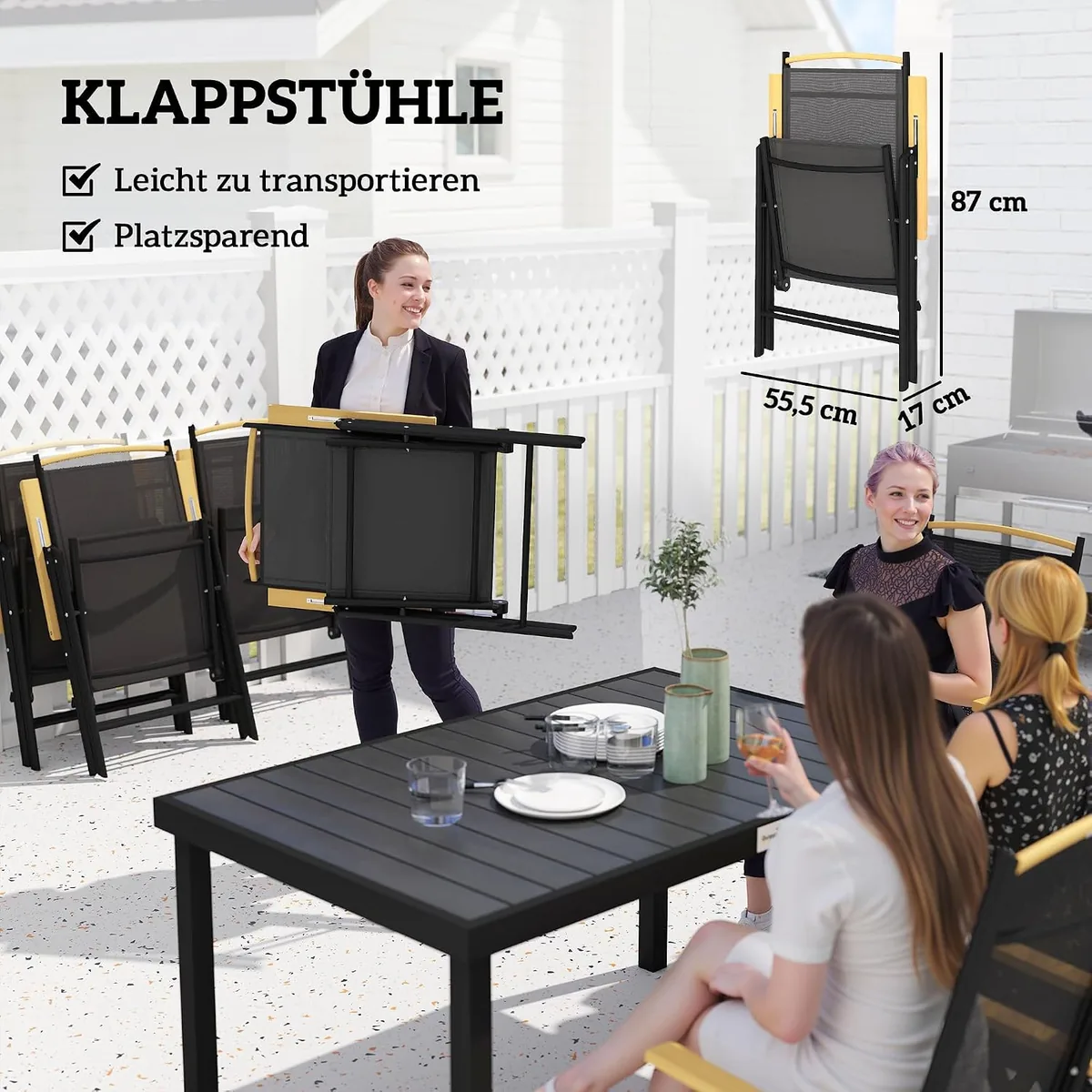 Sitzgruppe klappbar 7tlg. Balkonset Balkonmöbel 1 Tisch+6… — Ansicht 4