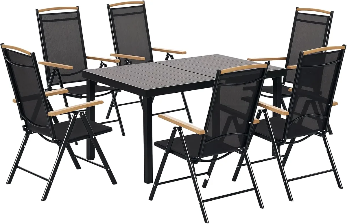 Sitzgruppe klappbar 7tlg. Balkonset Balkonmöbel 1 Tisch+6…
