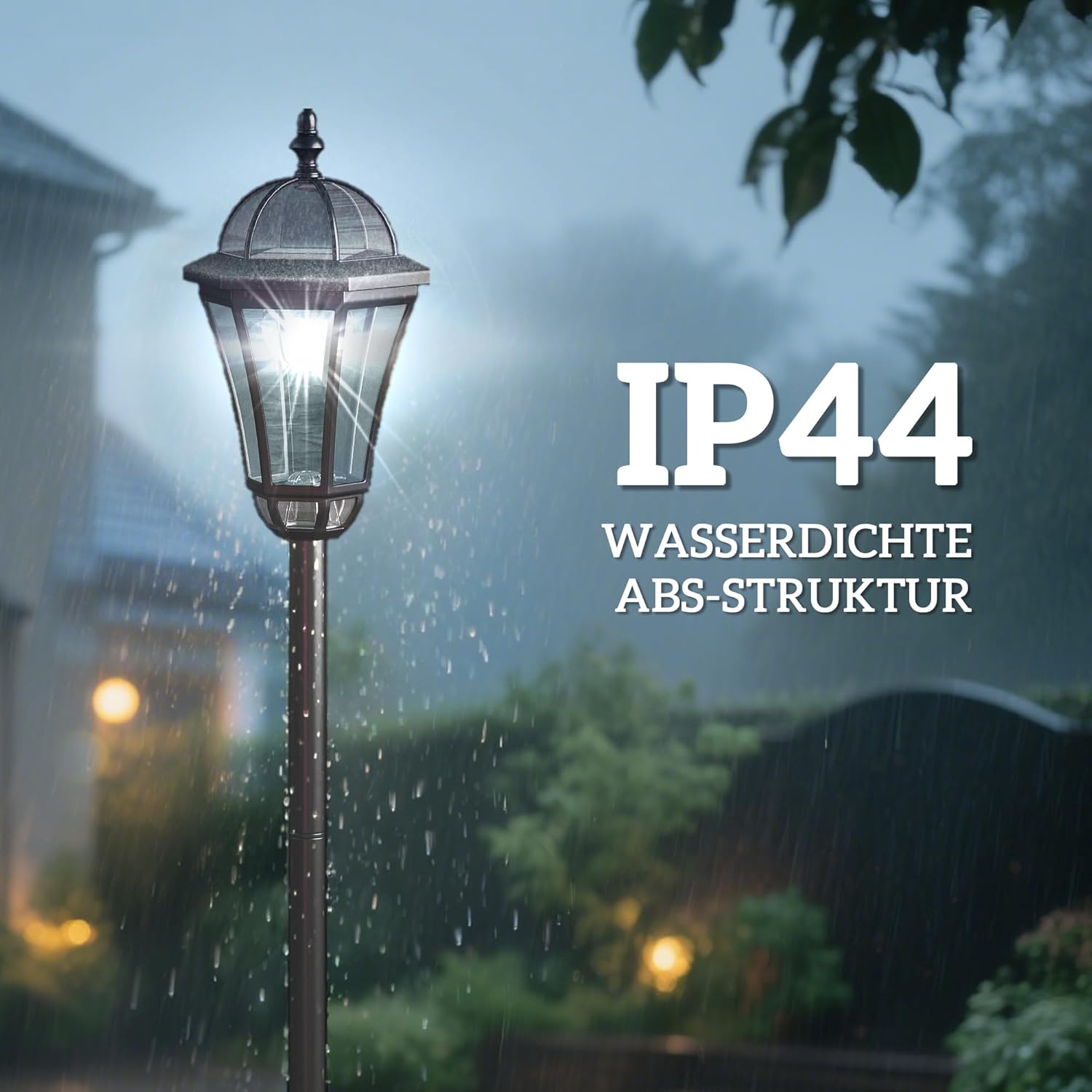 Outsunny Solar Gartenlaterne 2er Set, Wetterfeste Wegleuchte 129 cm hoch, mit LED, 6 Std. Beleuchtung, IP44, Solarlampe für Außen, Schwarz — Ansicht 6