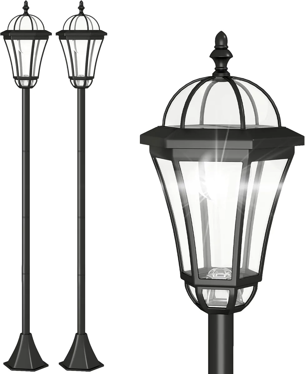 Solar Gartenlaterne 2er Set, Wetterfeste Wegleuchte 129…