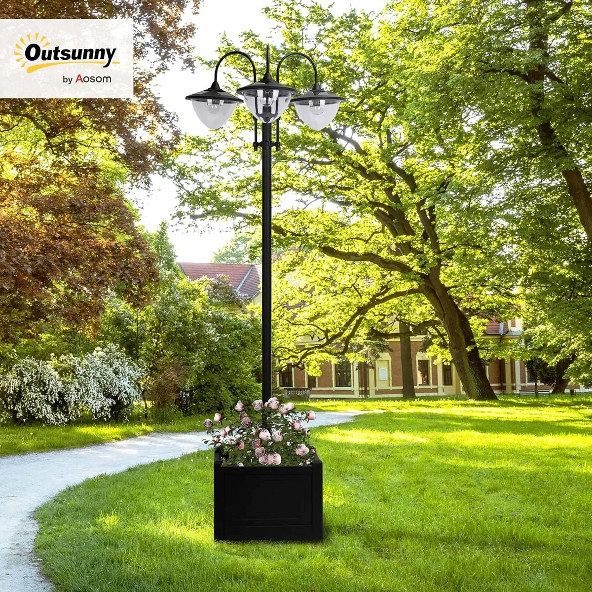 Solar Laterne Stehleuchte aus Metall, Gartenlaterne mit… — Ansicht 2