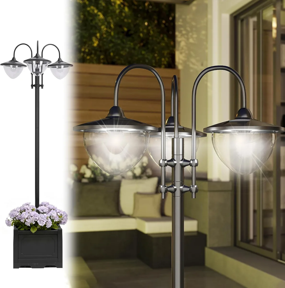 Solar Laterne Stehleuchte aus Metall, Gartenlaterne mit…