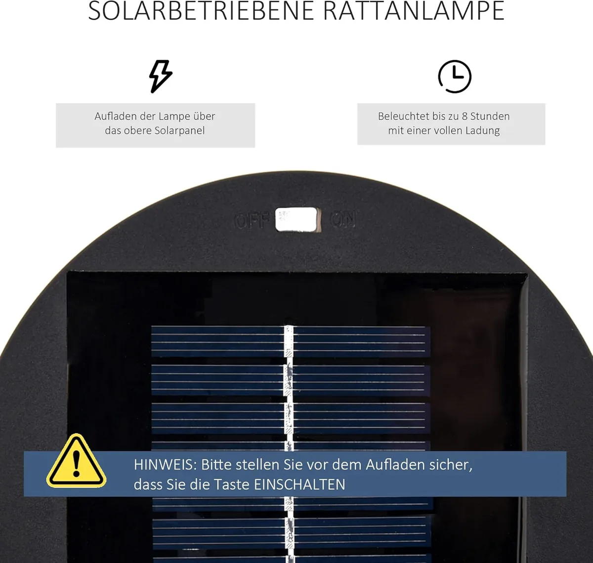 Solarlampe Rattan mit Lichtsensor, Aufladbar LED… — Ansicht 4