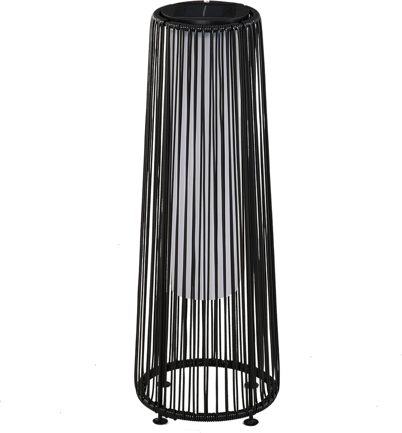 Outsunny Solarlampe Rattan mit Lichtsensor, Aufladbar LED Solarleuchte, Solarlaterne IP44 Spritzwassergeschützt, Outdoor Lampe, Wegbeleuchtung für Garten Balkon Außen Hof, 21,5 x 21,5 x 61 cm, Schwarz