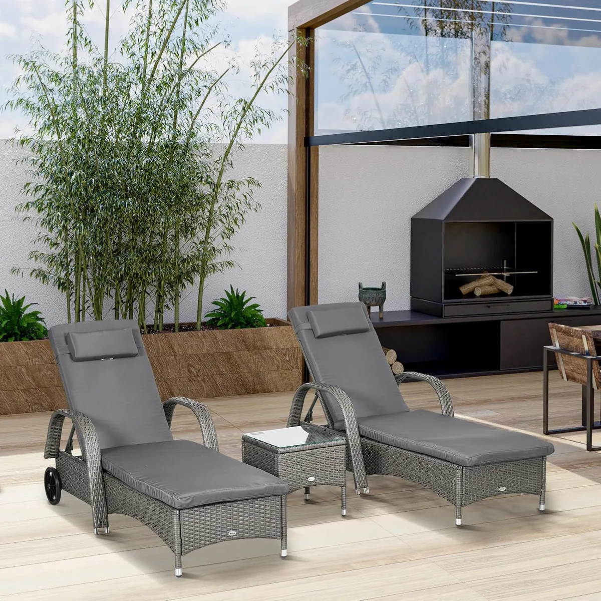 Sonnenliege Gartenliege Tisch 3er-Set Gartenmöbel… — Ansicht 2