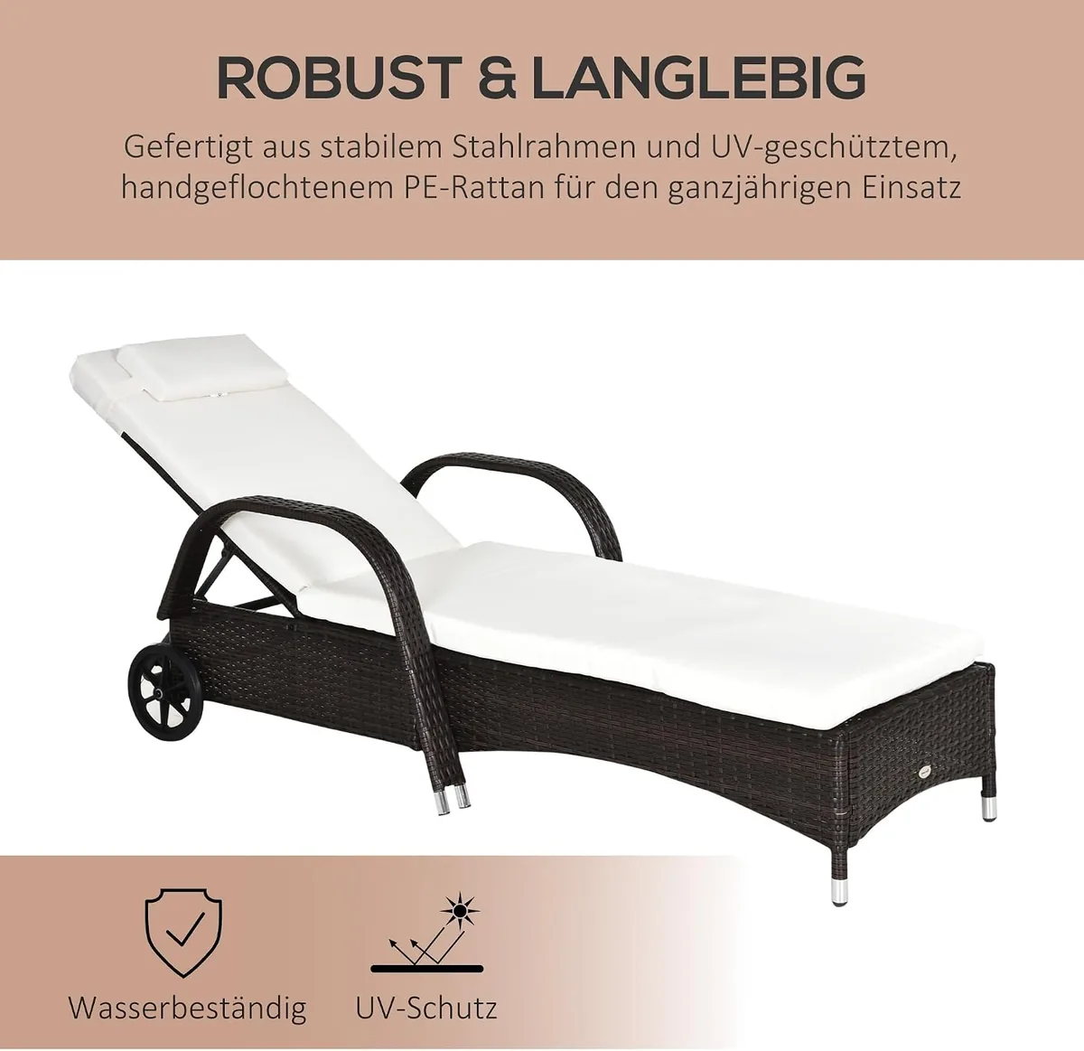 Sonnenliege Polyrattan Gartenliege mit 5-Fach… — Ansicht 4