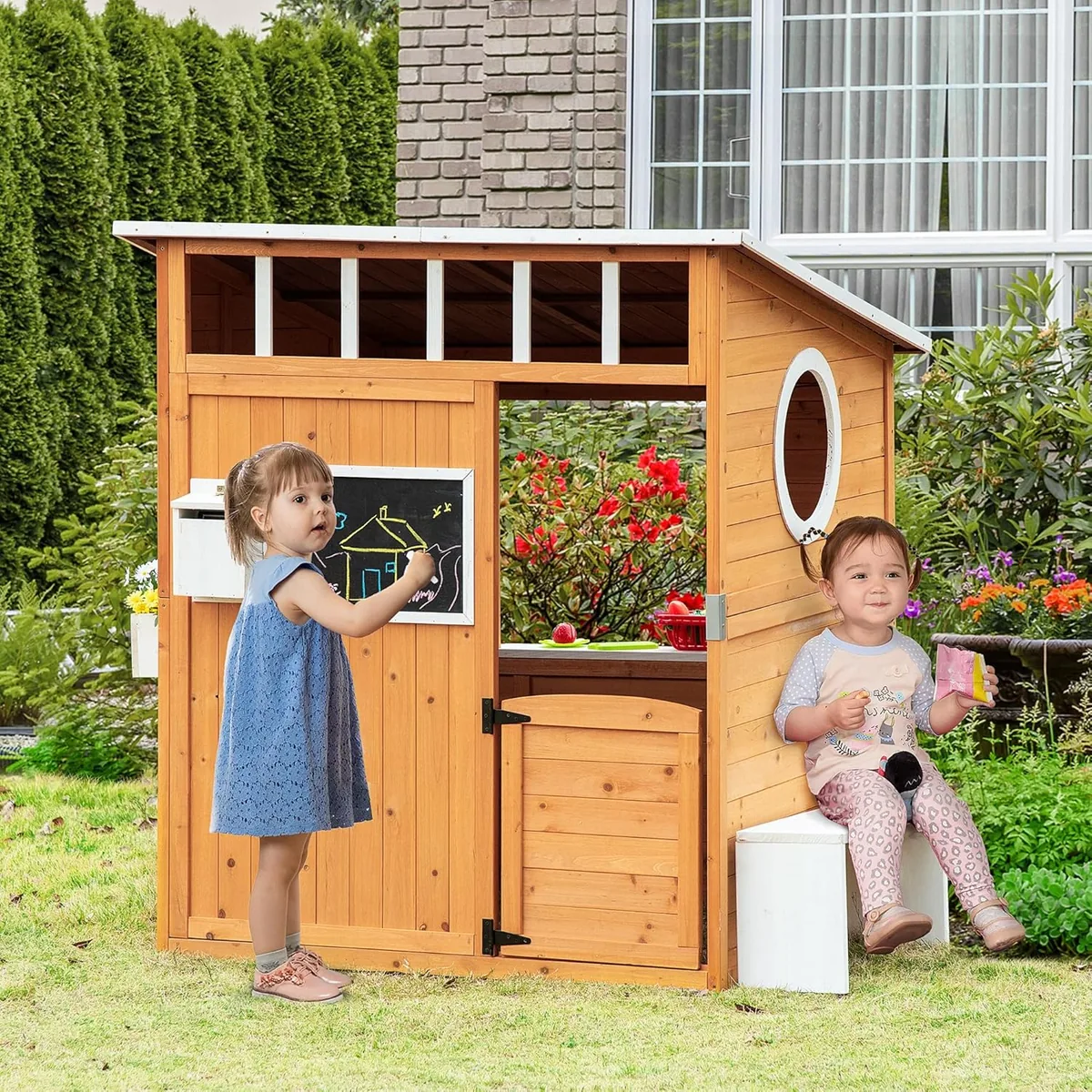 Spielhaus Kinderspielhaus aus Holz mit Tür Fenster… — Ansicht 2