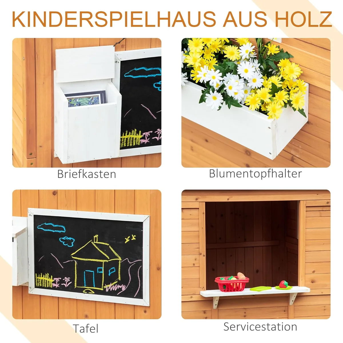 Spielhaus Kinderspielhaus aus Holz mit Tür Fenster… — Ansicht 3