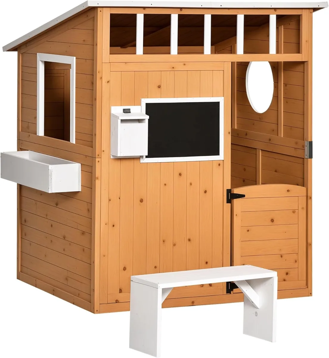 Spielhaus Kinderspielhaus aus Holz mit Tür Fenster…