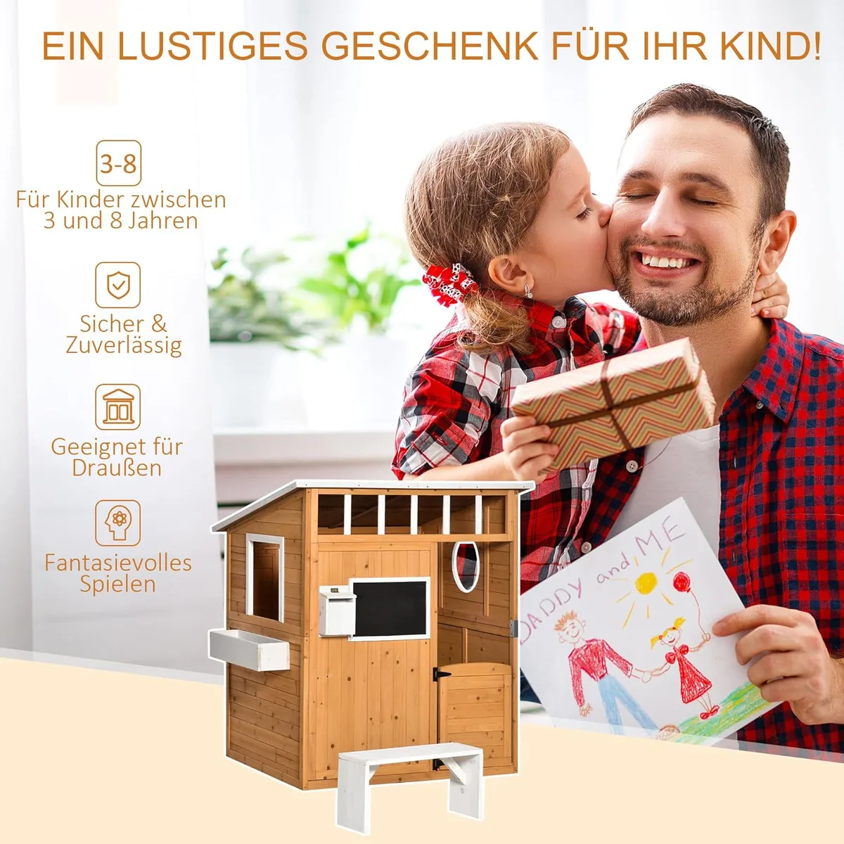 Spielhaus Kinderspielhaus aus Holz mit Tür Fenster… — Ansicht 4