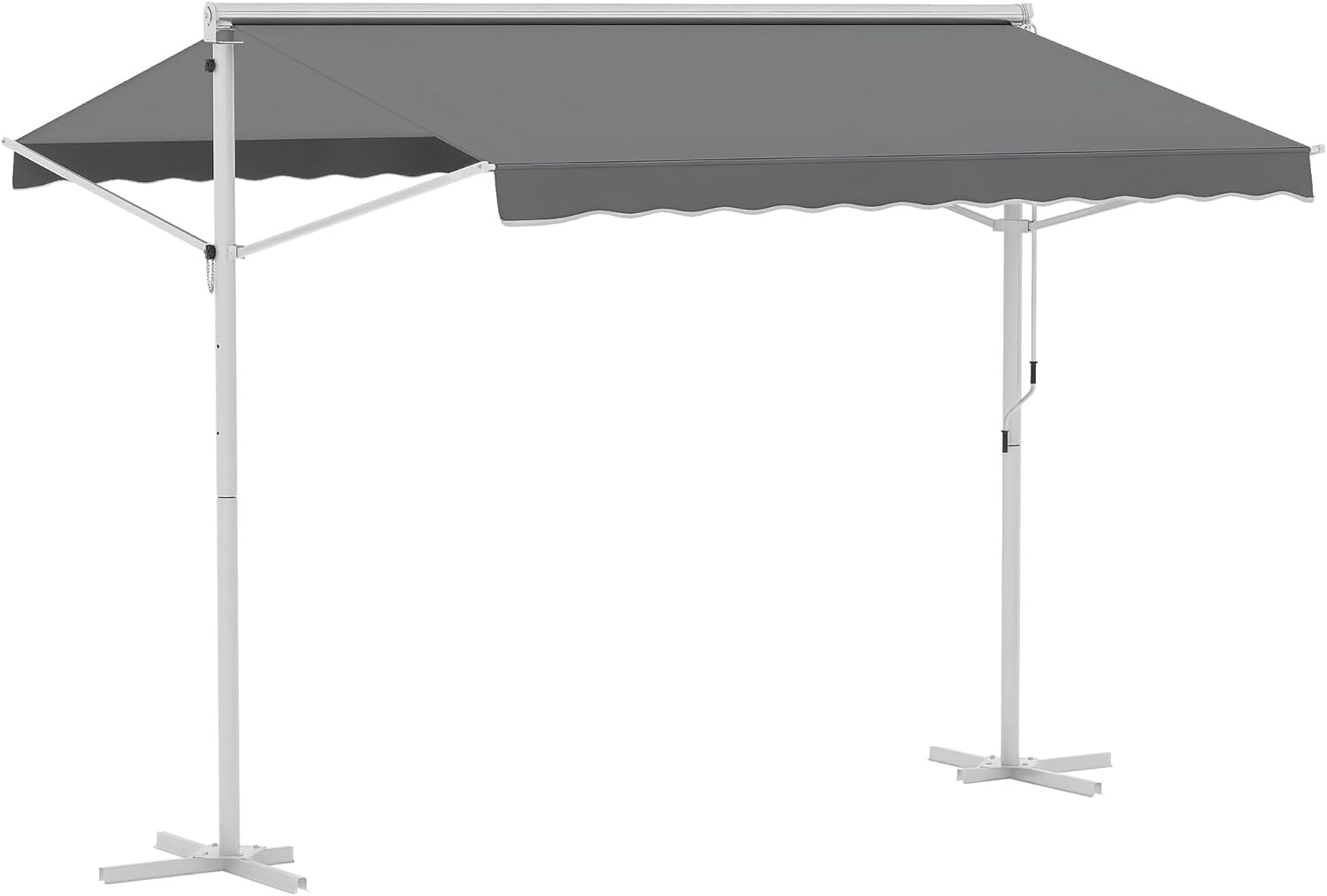 Outsunny Standmarkise Gartenmarkise Markise mit Faltarm Kurbel Terrasse Grau 3x3m
