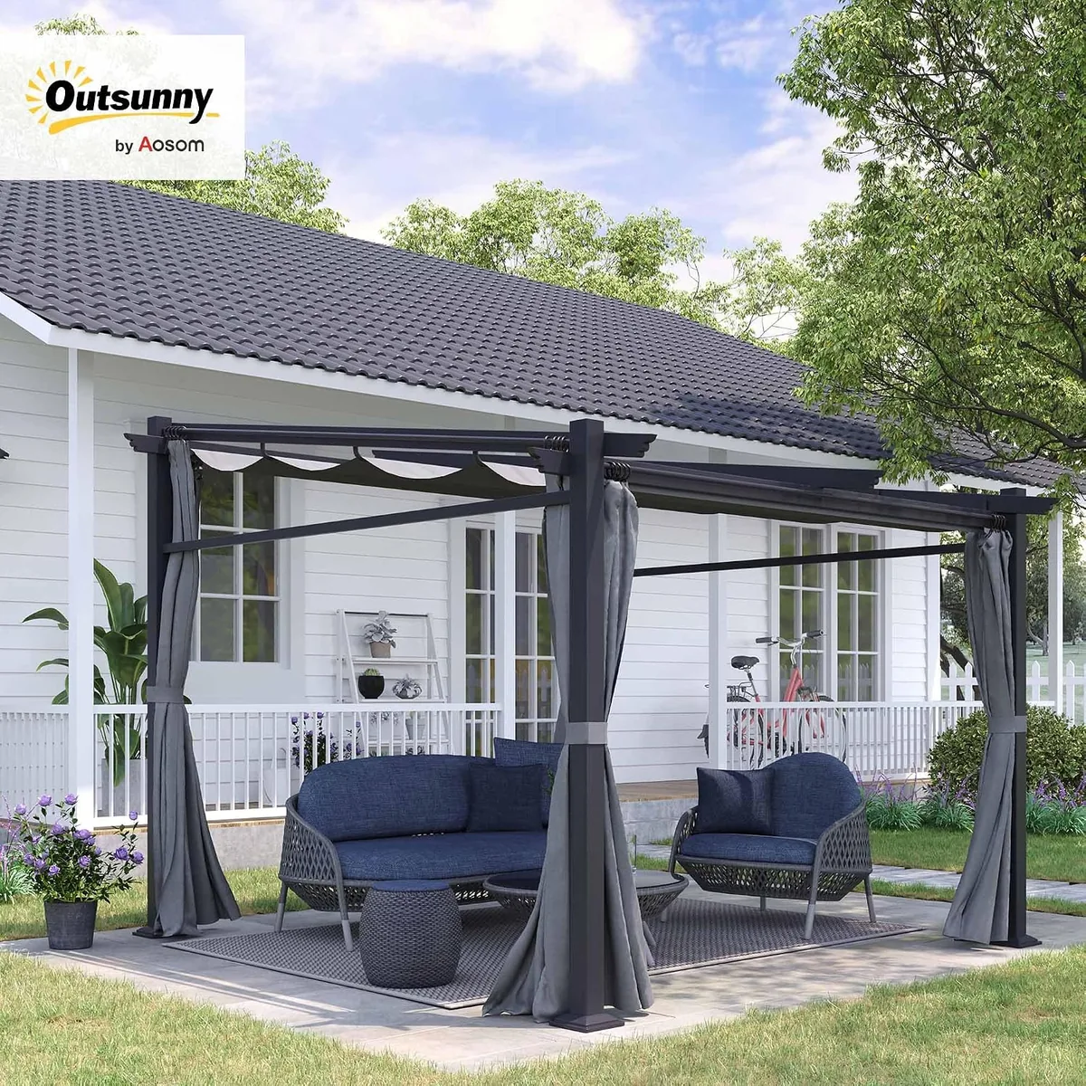 Terrassendach Pergola ca. 3x3m Terrassendachung Garten… — Ansicht 2