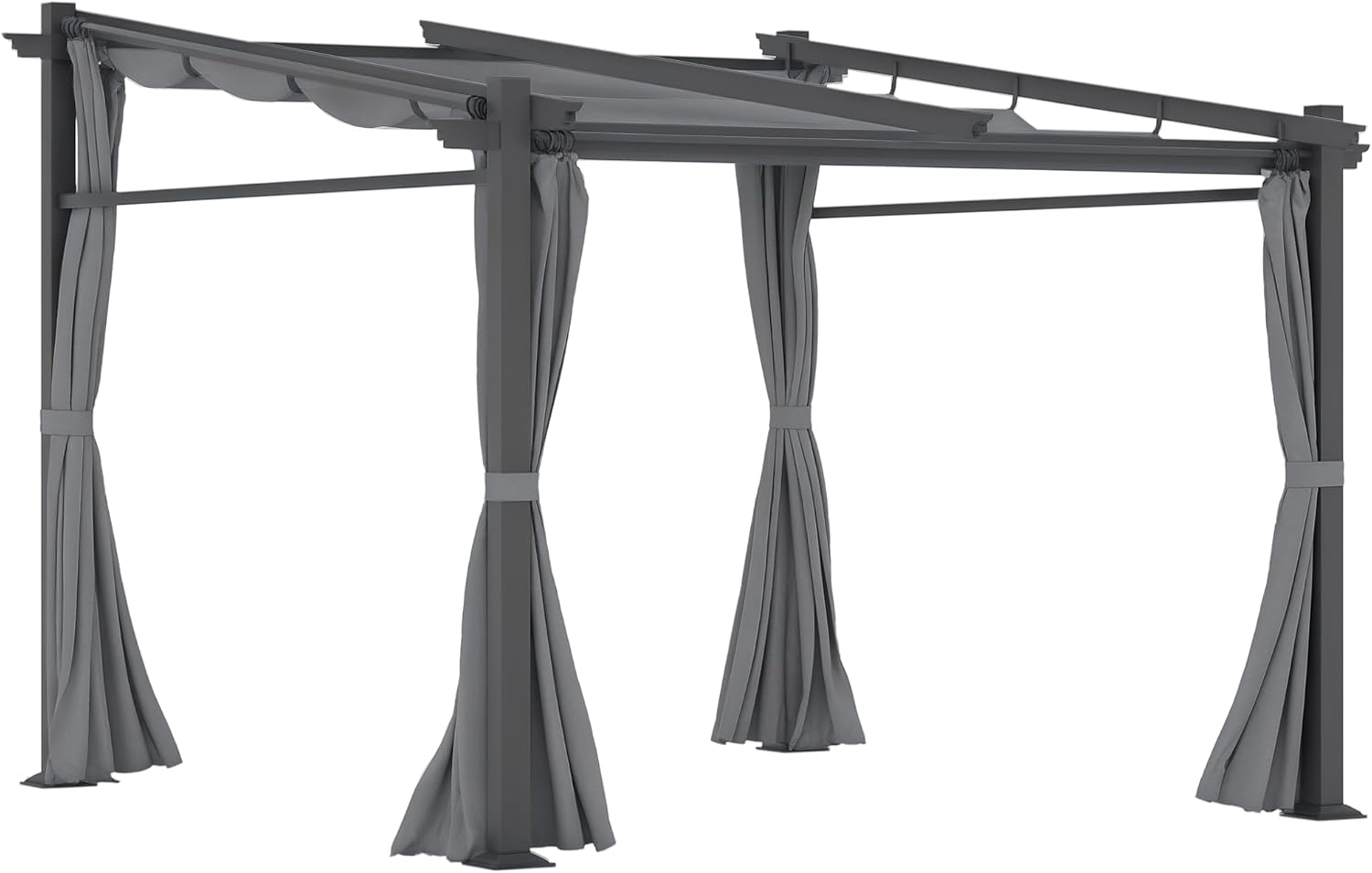 Outsunny Terrassendach Pergola ca. 3x3m Terrassendachung Garten Pavillon Aluminium, Wandmontage, Gartenpavillon mit Verstellbares Dach, UV Schutz, Sonnenschutz für Terrasse und Garten, Dunkelgrau