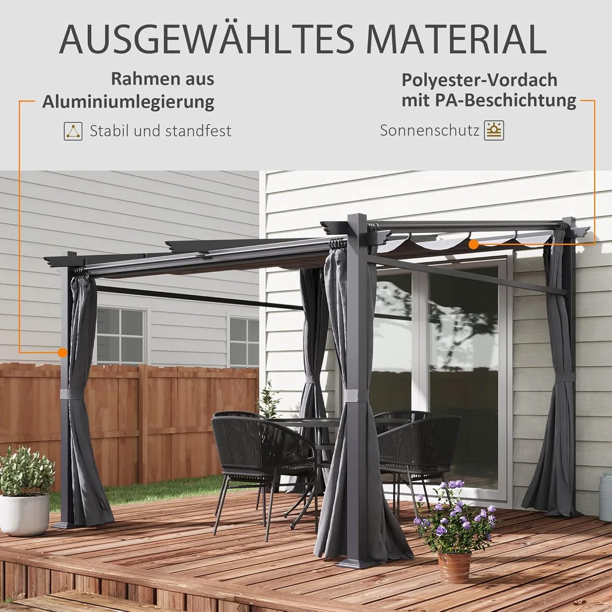 Terrassendach Pergola ca. 3x3m Terrassendachung Garten… — Ansicht 3