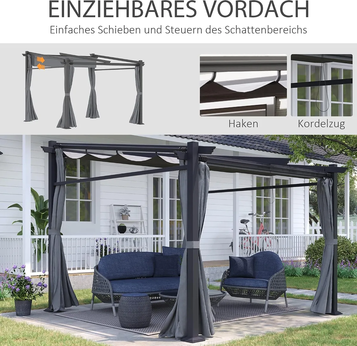 Terrassendach Pergola ca. 3x3m Terrassendachung Garten… — Ansicht 4