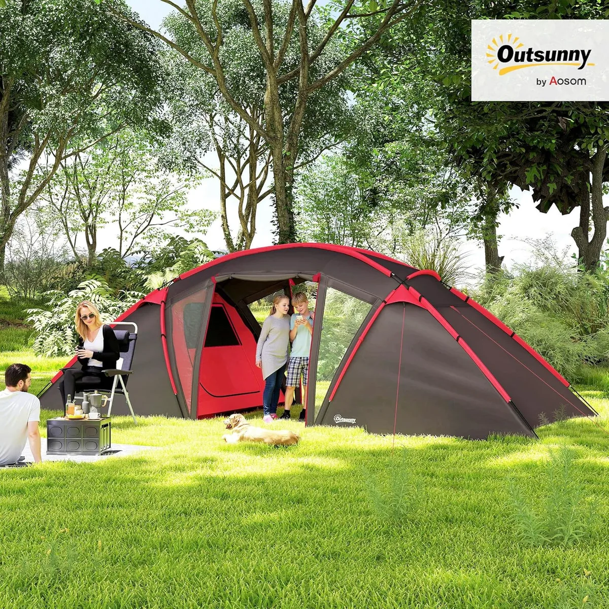 Tunnelzelt, Campingzelt für 4-6 Personen, mit 3 Räumen… — Ansicht 2