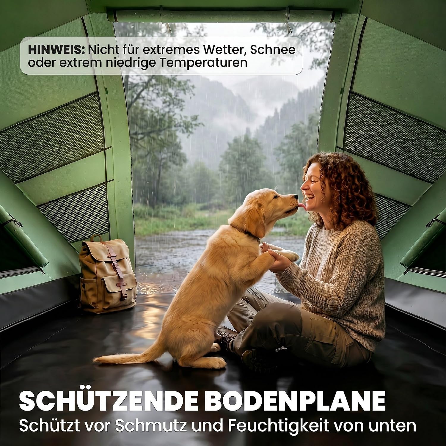Outsunny Tunnelzelt für 4 Personen, Groß Campingzelt mit Tür, Bodenplane, 2000mm wasserdicht Familienzelt, Gruppenzelt für Camping Reise Trekking Garten — Ansicht 5