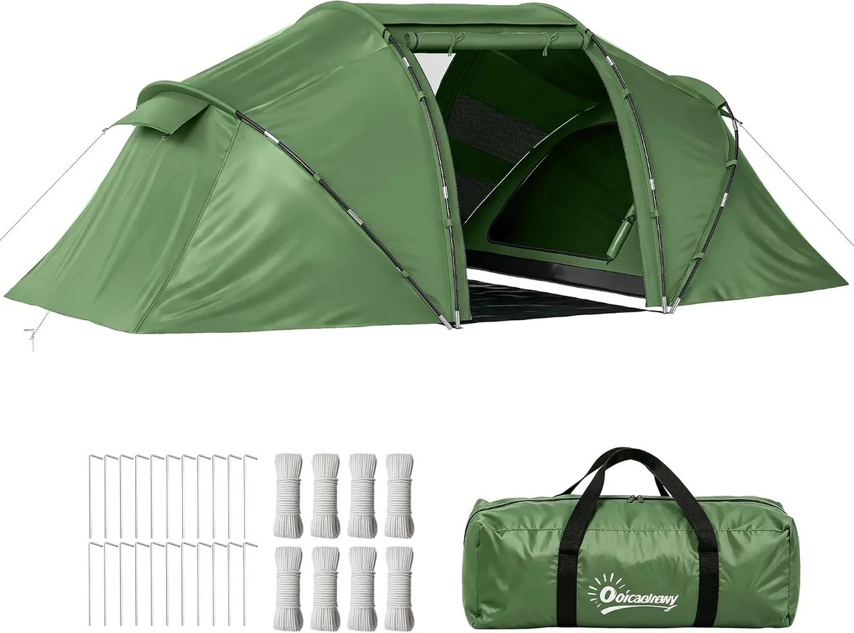 Tunnelzelt für 4 Personen, Groß Campingzelt mit Tür…